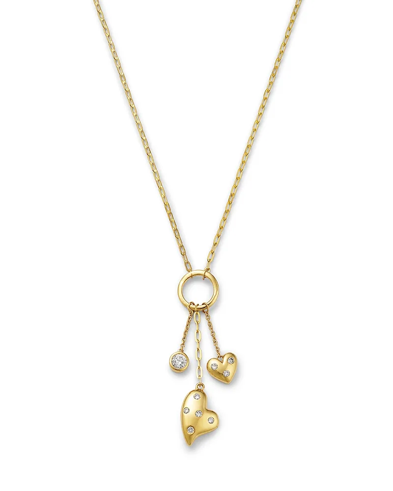 10K Yellow Gold Lab Grown Diamond Heart Multi Charm Pendant Necklace, 0.25 Tcw by Moon & Meadow