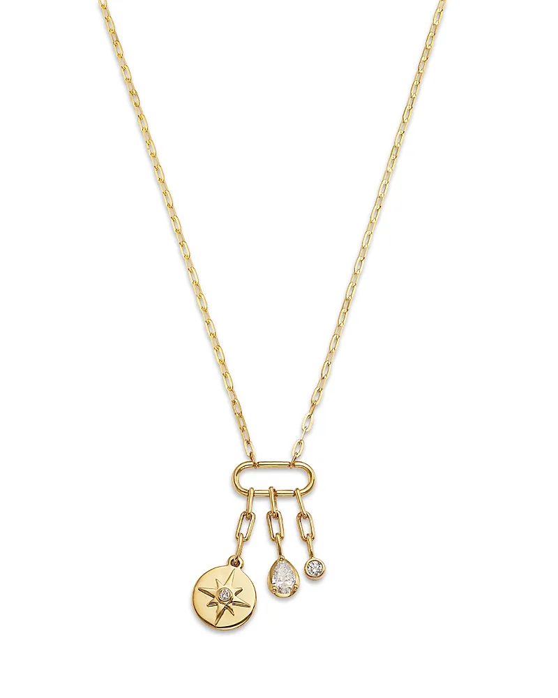 14K Yellow Gold Lab Grown Diamond North Star Multi Charm Pendant Necklace, 0.25 Tcw by Moon & Meadow
