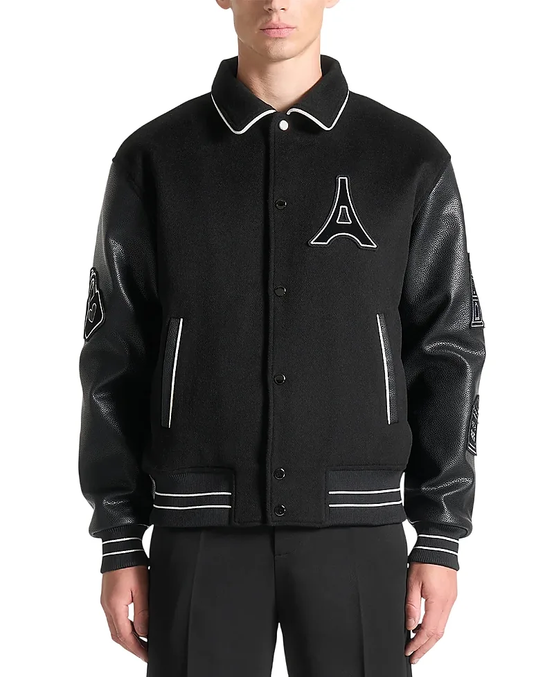Oscar Mona Lisa Wool Blend Varsity Jacket by Maniere De Voir