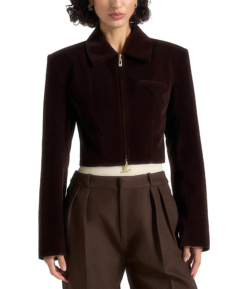 Adina Velvet Cropped Jacket by Maniere De Voir