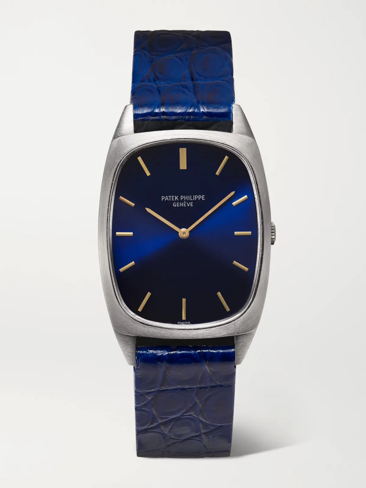 - + Patek Philippe Vintage 1970s Ellipse Hand-wound 26mm 18-karat White Gold And Lizard Watch -