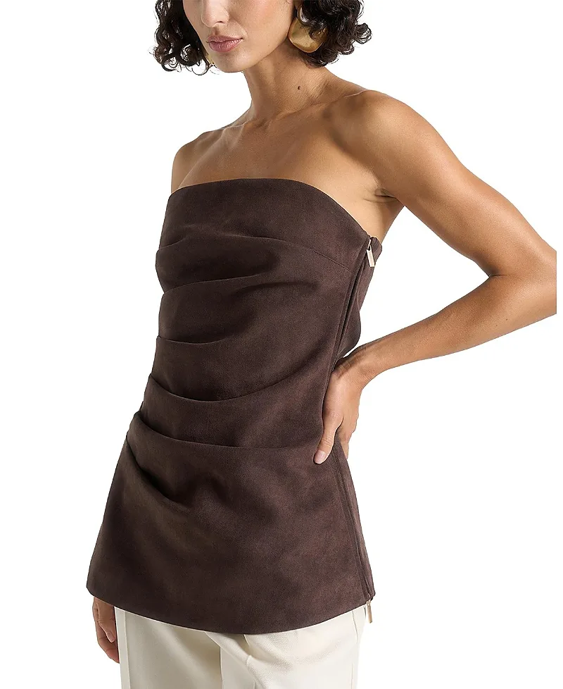 Laurena Suede Tacked Longline Bandeau Top by Maniere De Voir