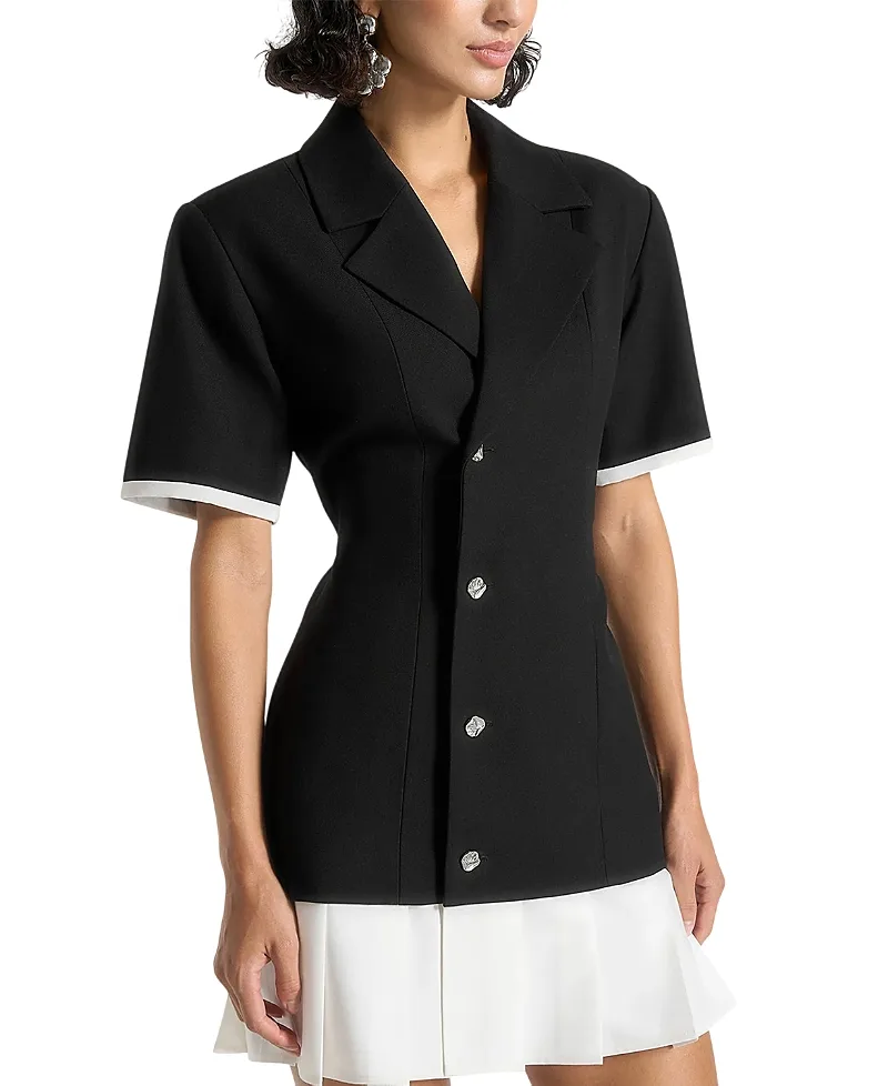 Baya Tailored Cinch Waist Pleated Blazer Dress by Maniere De Voir