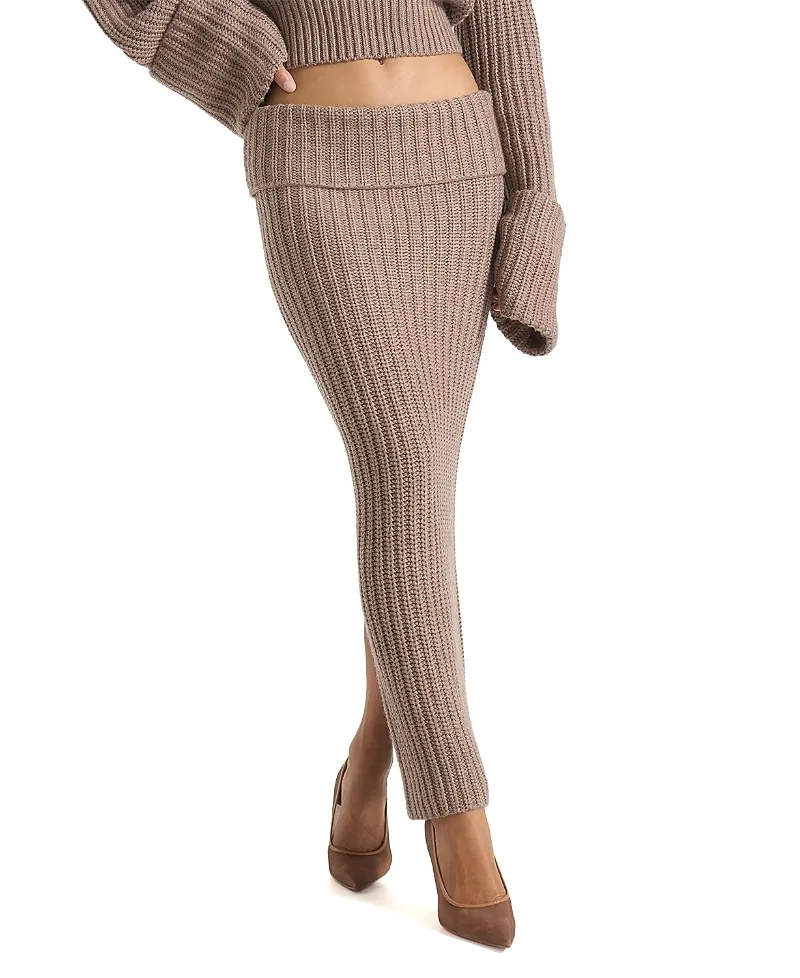 Lyra Knit Maxi Skirt with Foldover by Maniere De Voir
