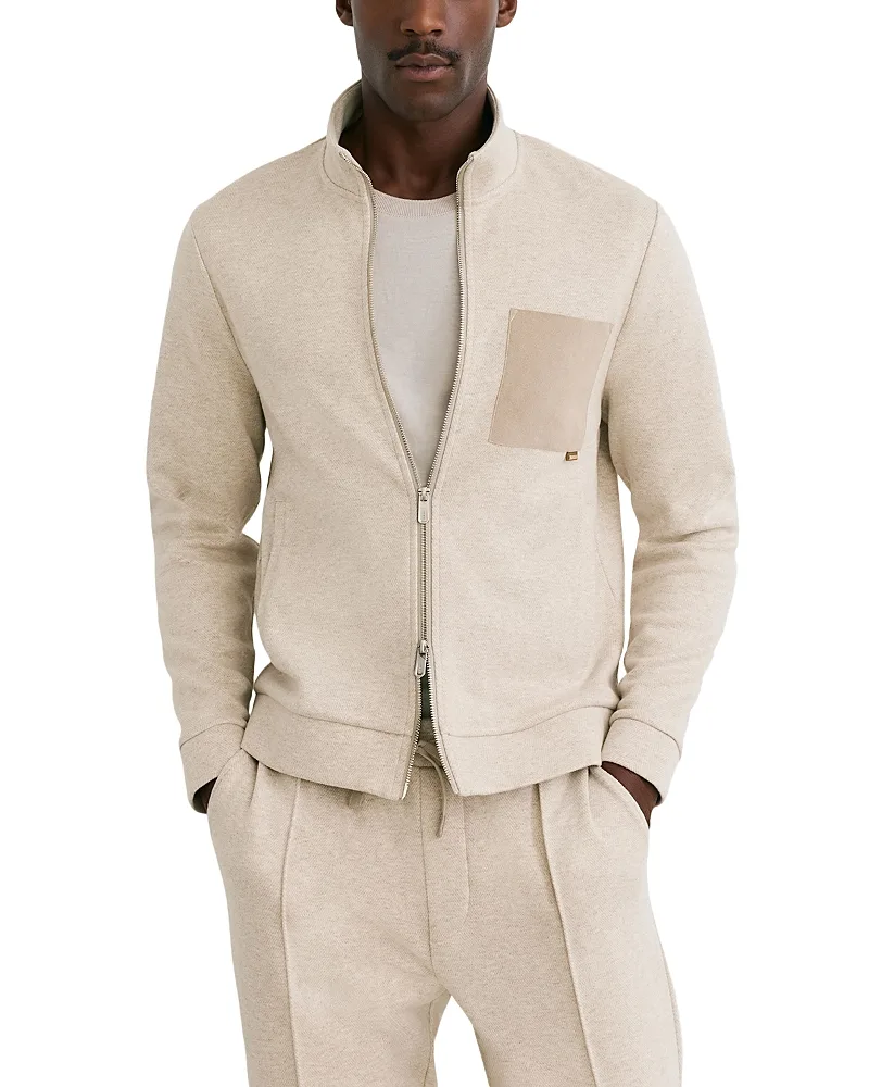 Gray Faux Suede Pocket Zip Up Jacket by Reiss