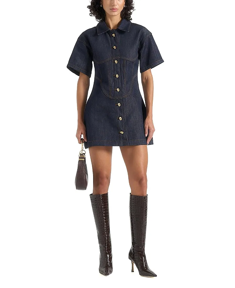Mathilde Corset Contrast Stitch Dress by Maniere De Voir
