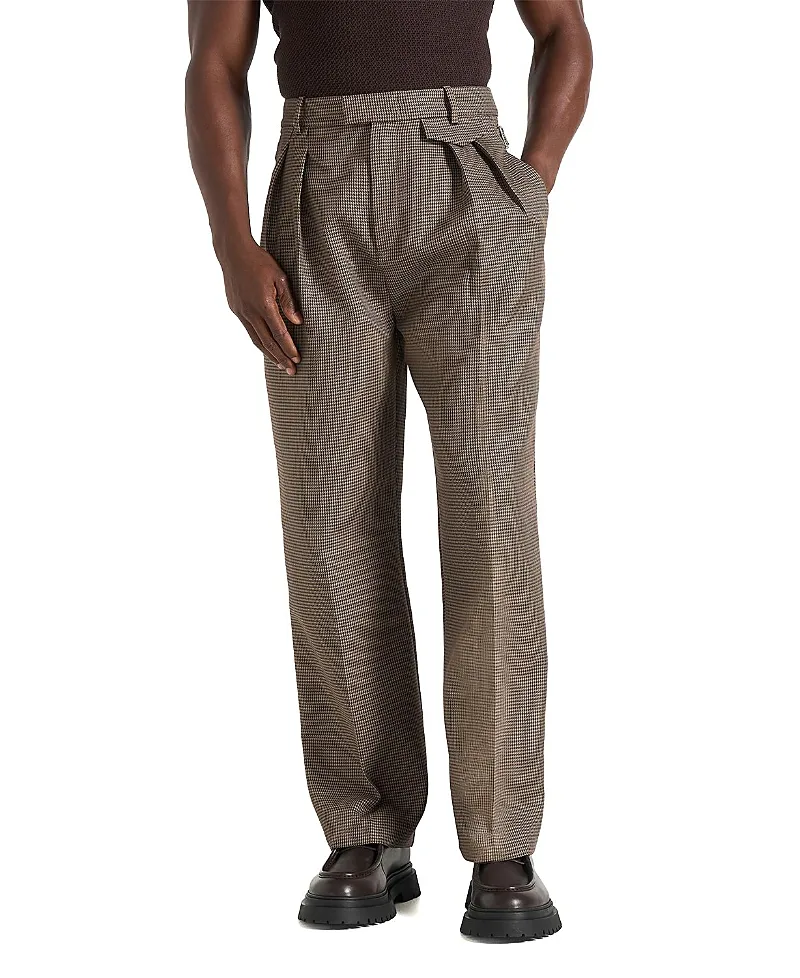 Pierre Houndstooth Twin Pleat Trousers by Maniere De Voir