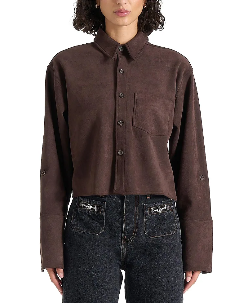 Maura Oversized Cropped Roll Sleeve Cotton Shirt by Maniere De Voir