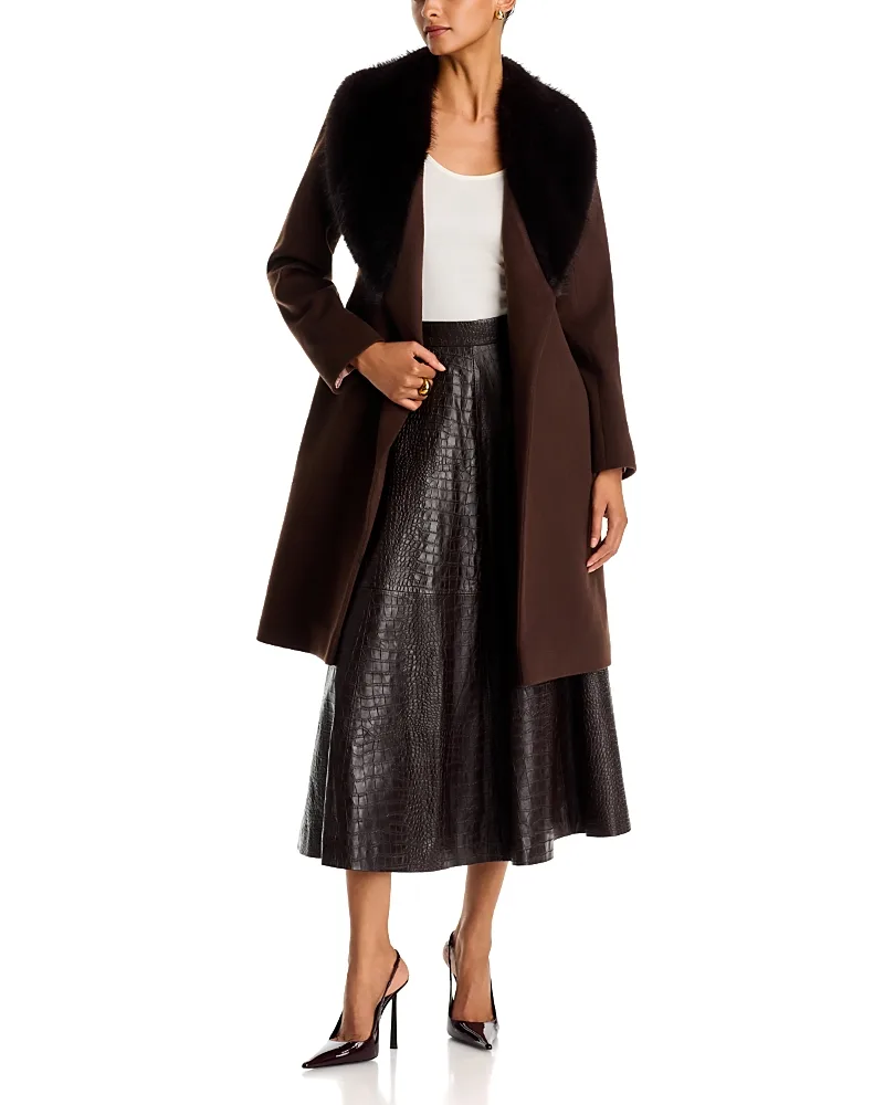 Ivy Wool Faux Fur Collar Coat by Fleurette