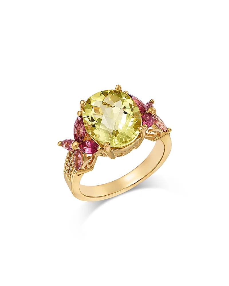 Diamond, Pink Tourmaline & Lemon Quartz Ring in 14K Yellow Gold, 0.1 Tcw by Bloomingdales Fine Collection