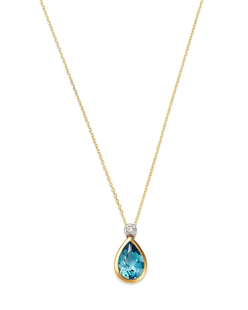 Diamond & Blue Topaz Pendant Necklace in 14K Yellow Gold, 0.07 Tcw by Bloomingdales Fine Collection