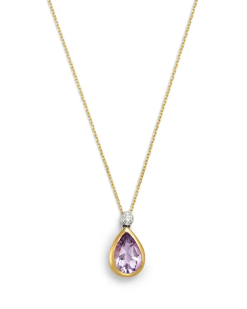 Diamond & Amethyst Pendant Necklace in 14K Yellow Gold, 0.07 Tcw by Bloomingdales Fine Collection