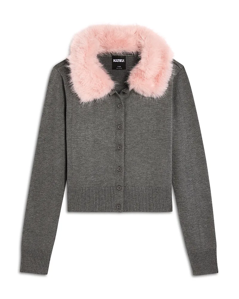 Ella Mae Faux Fur Collar Cardigan by Katiejnyc