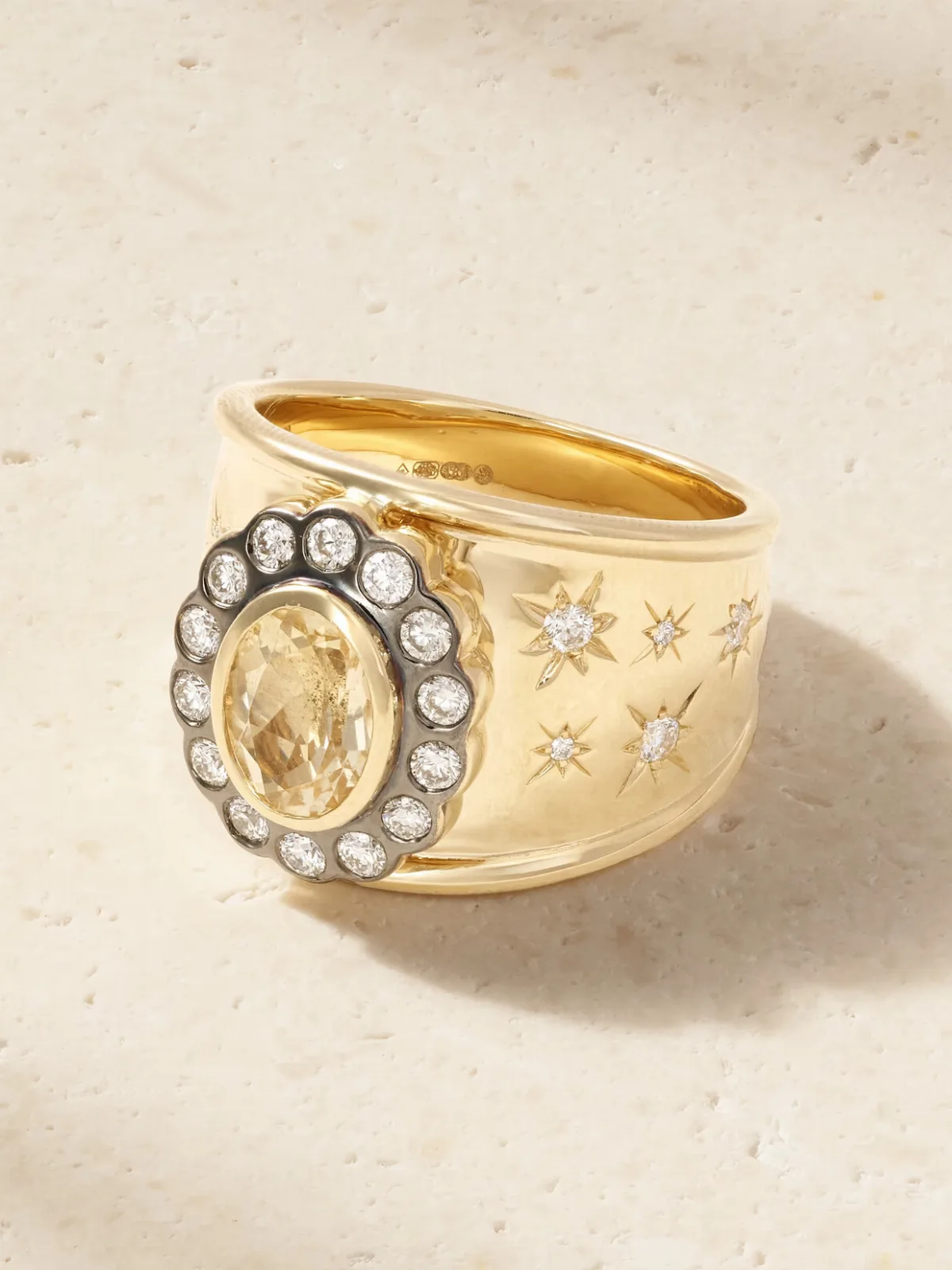 - Lexi Cigar Band 14-karat Gold, Citrine And Diamond Ring -