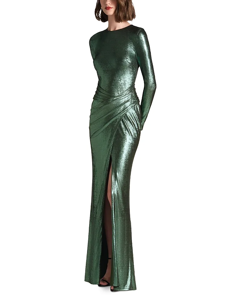 Tamir Metallic Draped Gown by Bcbgmaxazria