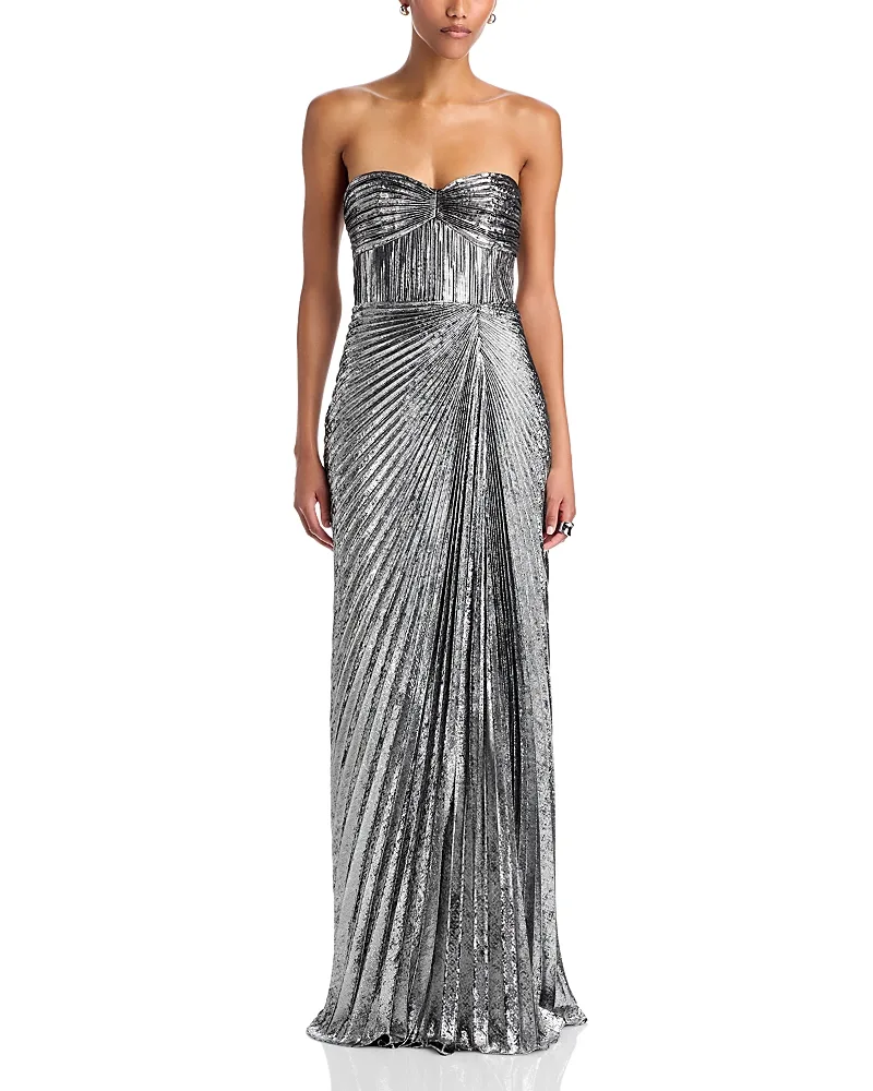 Joyceann Strapless Plisse Gown