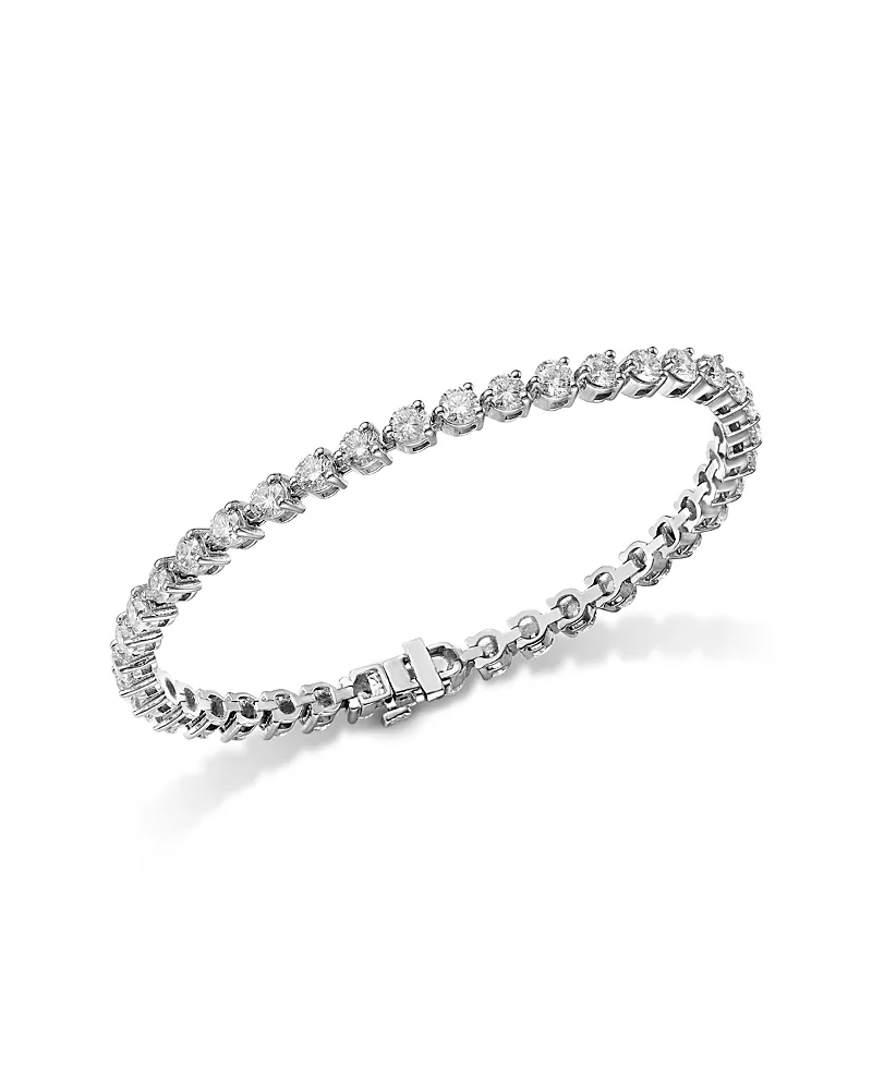 Diamond Three Prong Tennis Bracelet in 14K White Gold, 7.0 Tcw
