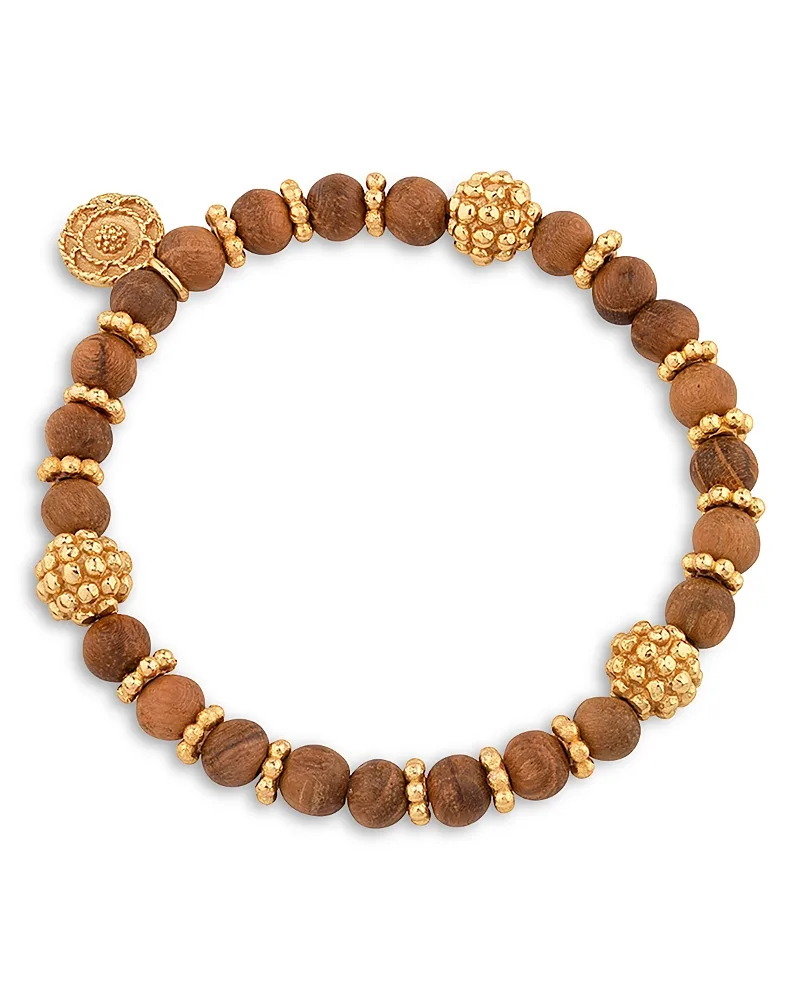 Berry Teak Beaded Stretch Bracelet by Capucine De Wulf