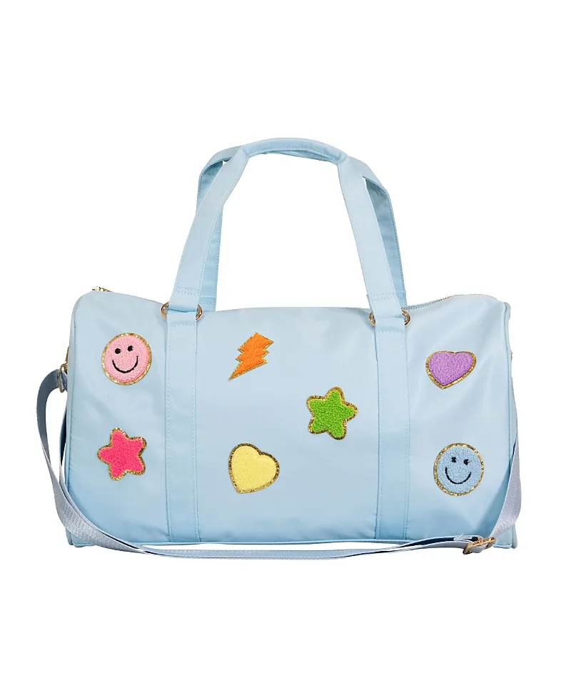 Nylon Duffle Bag with Assorted Patches by Malibu Sugar