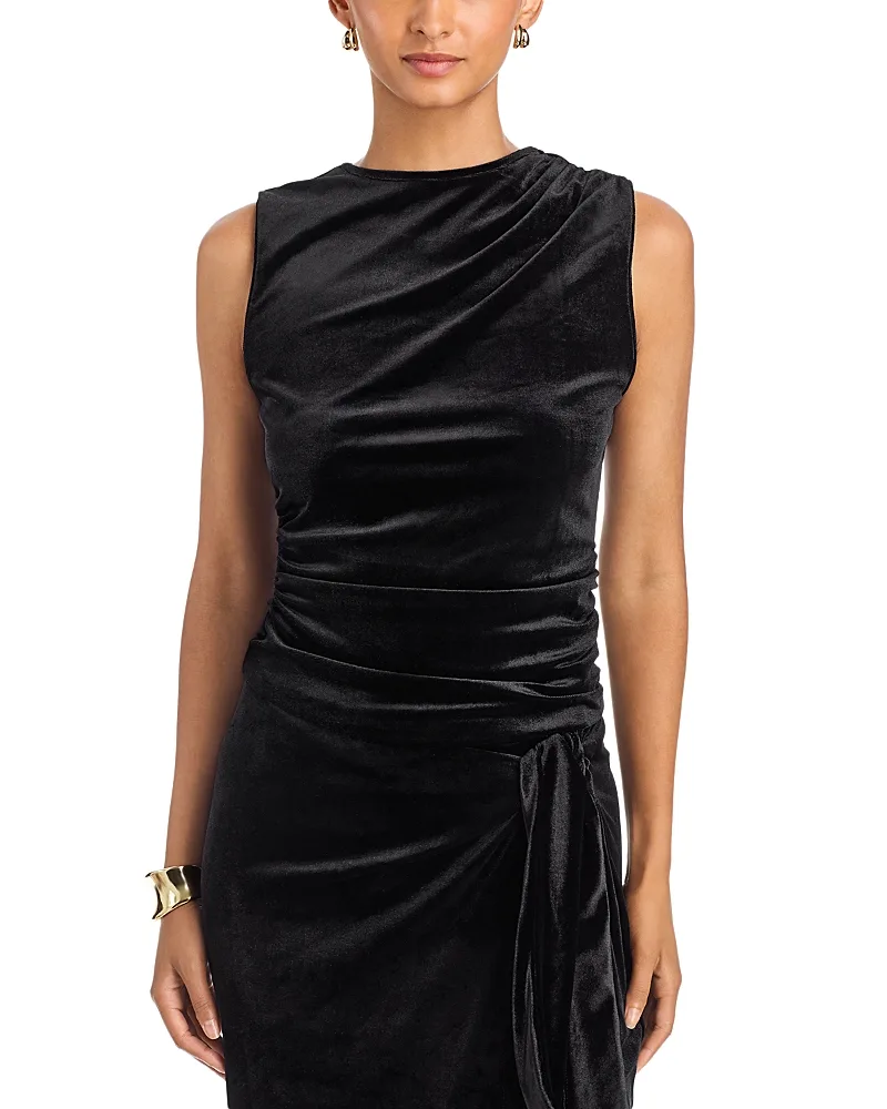Stars Draped Velvet Sleeveless Top by Area