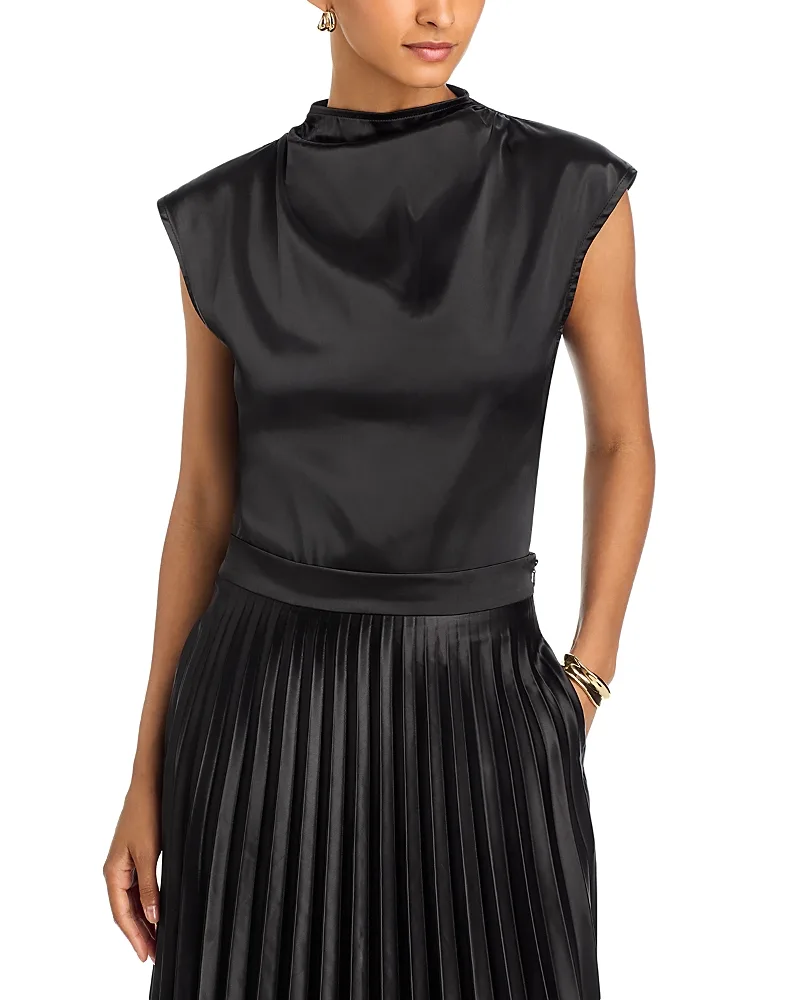 Stars Cowl Neck Draped Satin Top