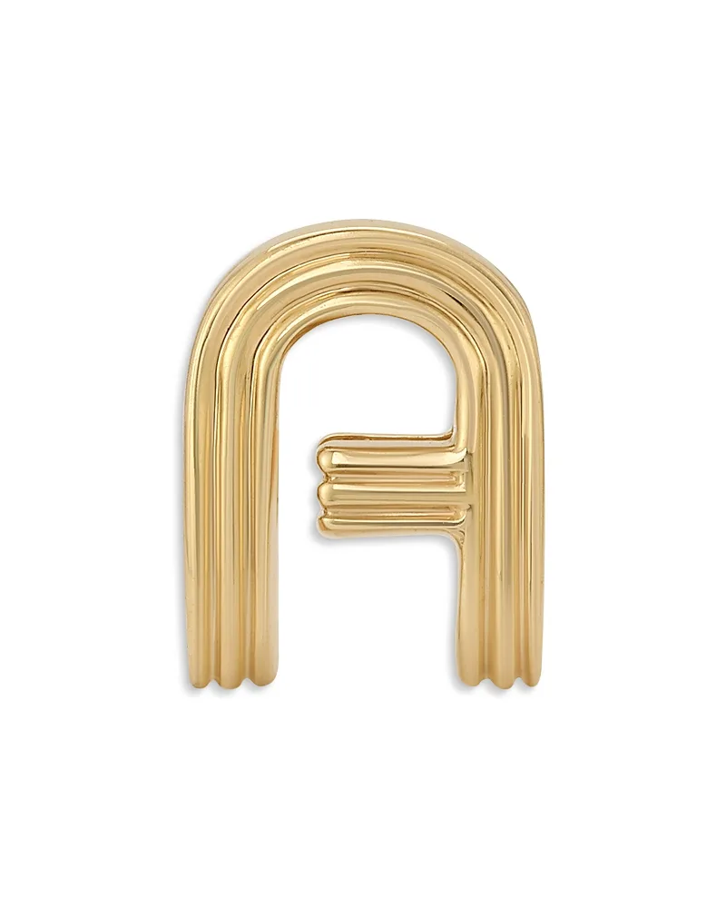 14K Yellow Gold Groovy Initial Midi Bead by Adina Reyter