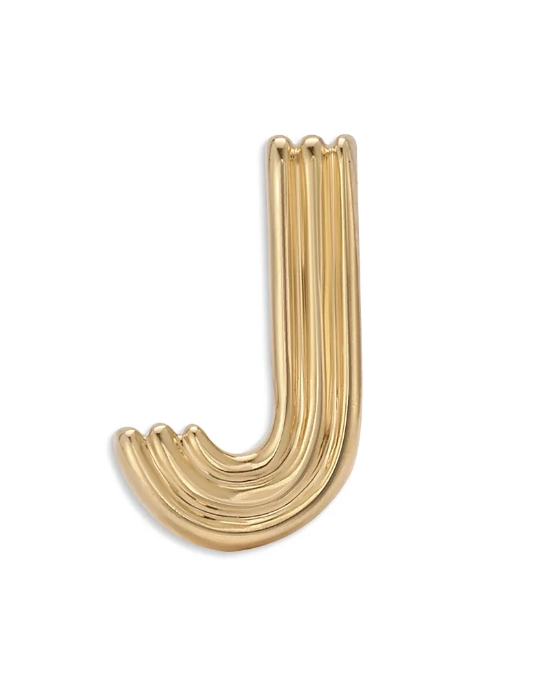 14K Yellow Gold Groovy Initial Midi Bead by Adina Reyter