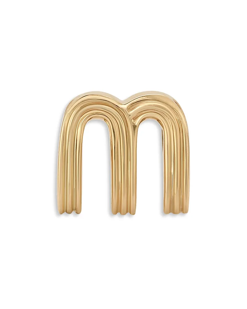 14K Yellow Gold Groovy Initial Midi Bead - M by Adina Reyter
