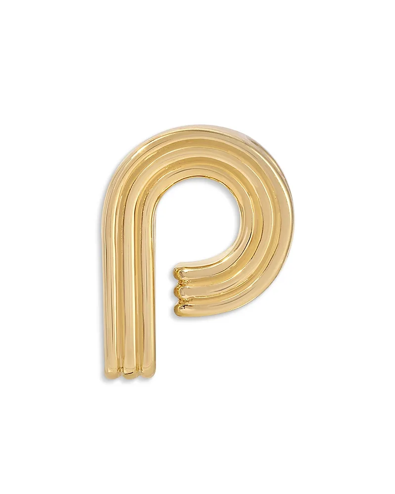 14K Yellow Gold Groovy Initial Midi Bead - P by Adina Reyter