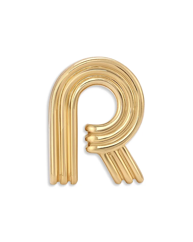 14K Yellow Gold Groovy Initial Midi Bead - R by Adina Reyter