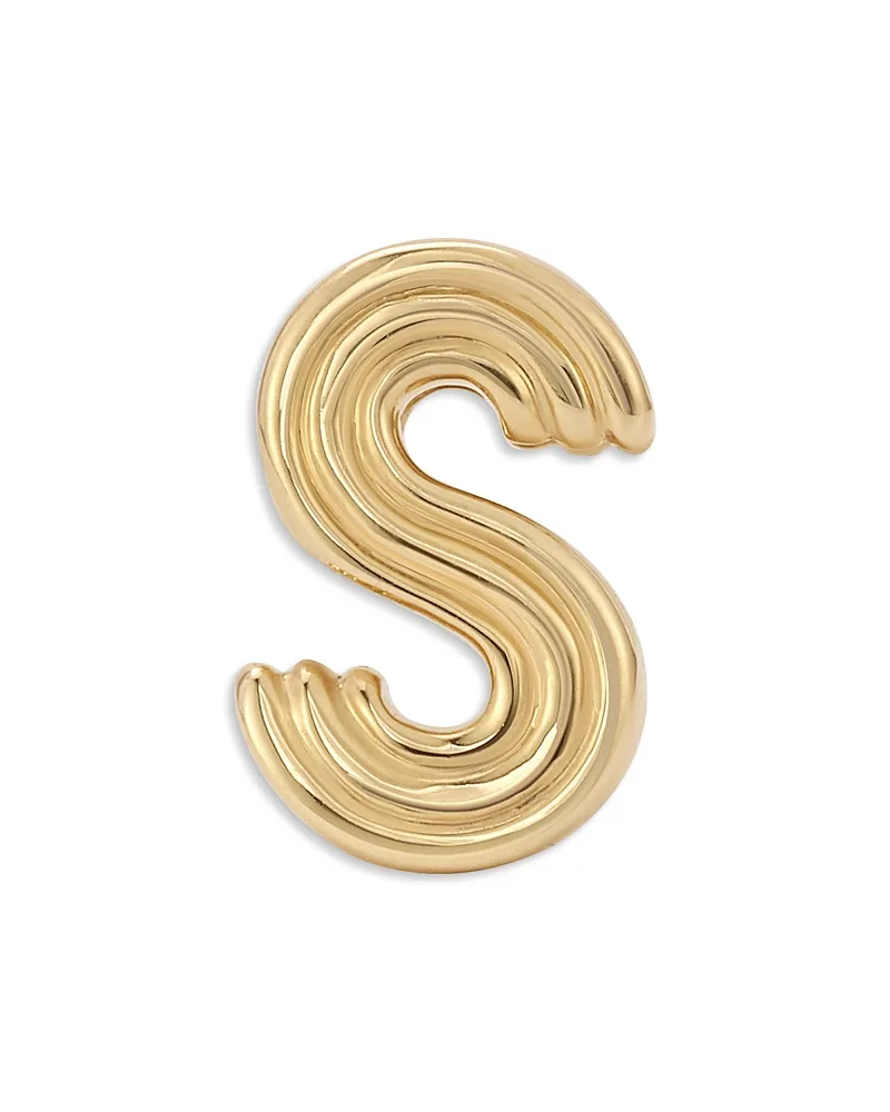 14K Yellow Gold Groovy Initial Midi Bead - S by Adina Reyter