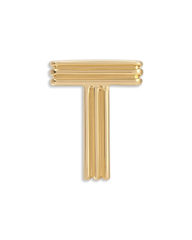 14K Yellow Gold Groovy Initial Midi Bead - T by Adina Reyter