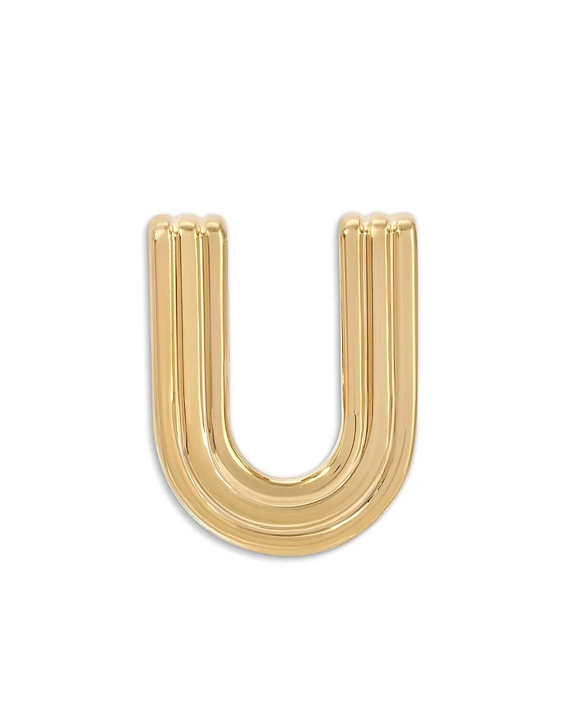 14K Yellow Gold Groovy Initial Midi Bead - U by Adina Reyter