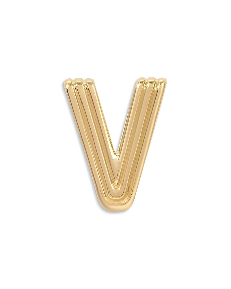 14K Yellow Gold Groovy Initial Midi Bead - V by Adina Reyter