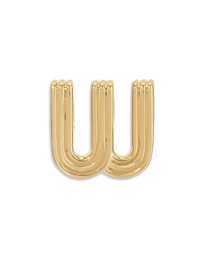 14K Yellow Gold Groovy Initial Midi Bead - W by Adina Reyter