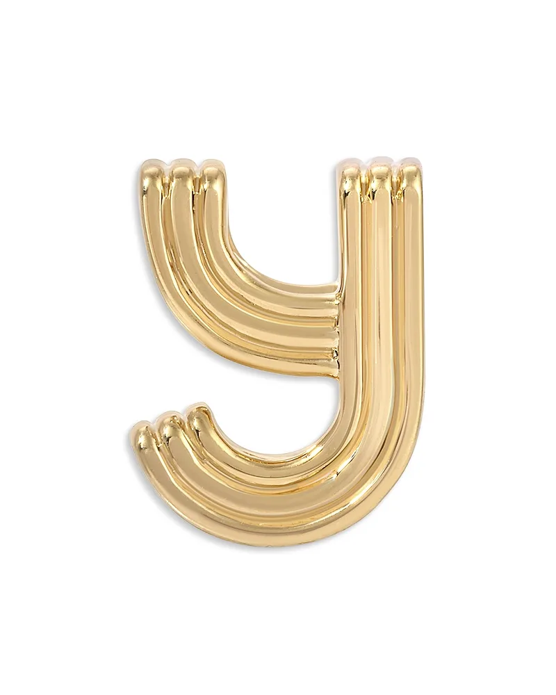 14K Yellow Gold Groovy Initial Midi Bead - Y by Adina Reyter