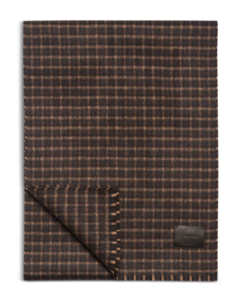 Double Face Carnes Plaid Wool & Cashmere Reversible Scarf by Vince