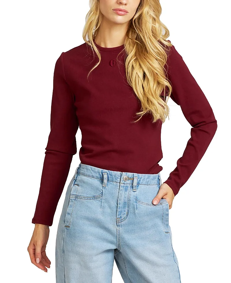 Elle Embroidered Long Sleeve Shirt by Elle Collection
