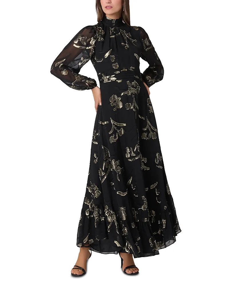 Langdon Metallic Floral Maxi Dress by Shoshanna