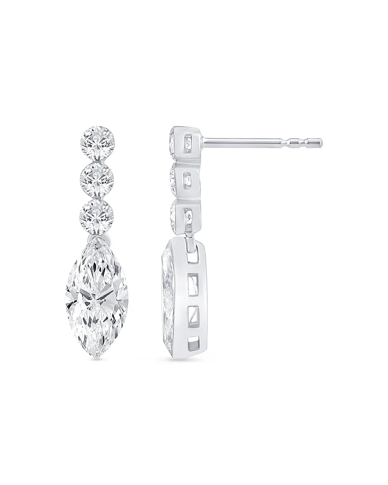 Certified Lab Grown Diamond Round & Marquise Cut Dangling Earrings in 14K White Gold, 2.60 Tcw by Bloomingdales Fine Collection