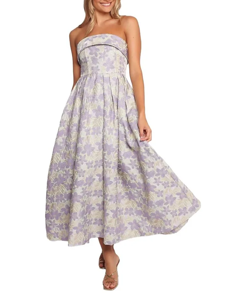 Rhea Strapless Midi Dress by Petal And Pup