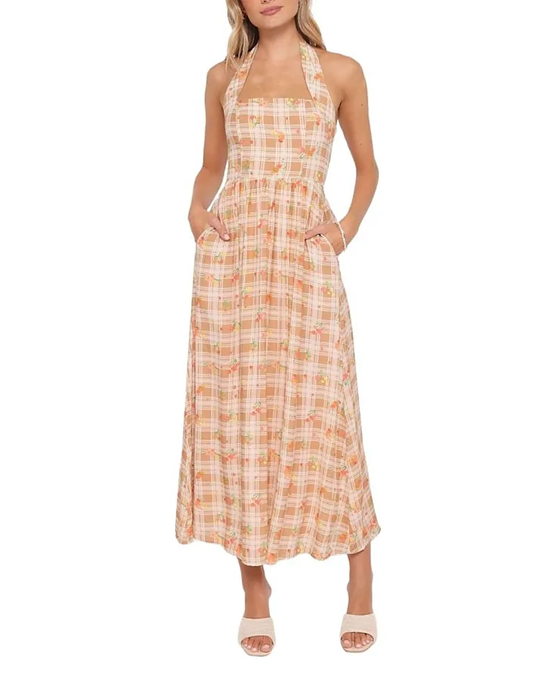 Gemini Halterneck Maxi Dress by Petal And Pup