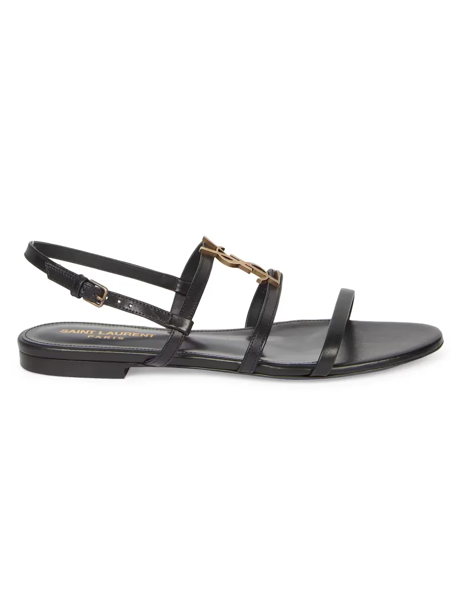 Cassandra Leather Slingback Sandals by Saint Laurent