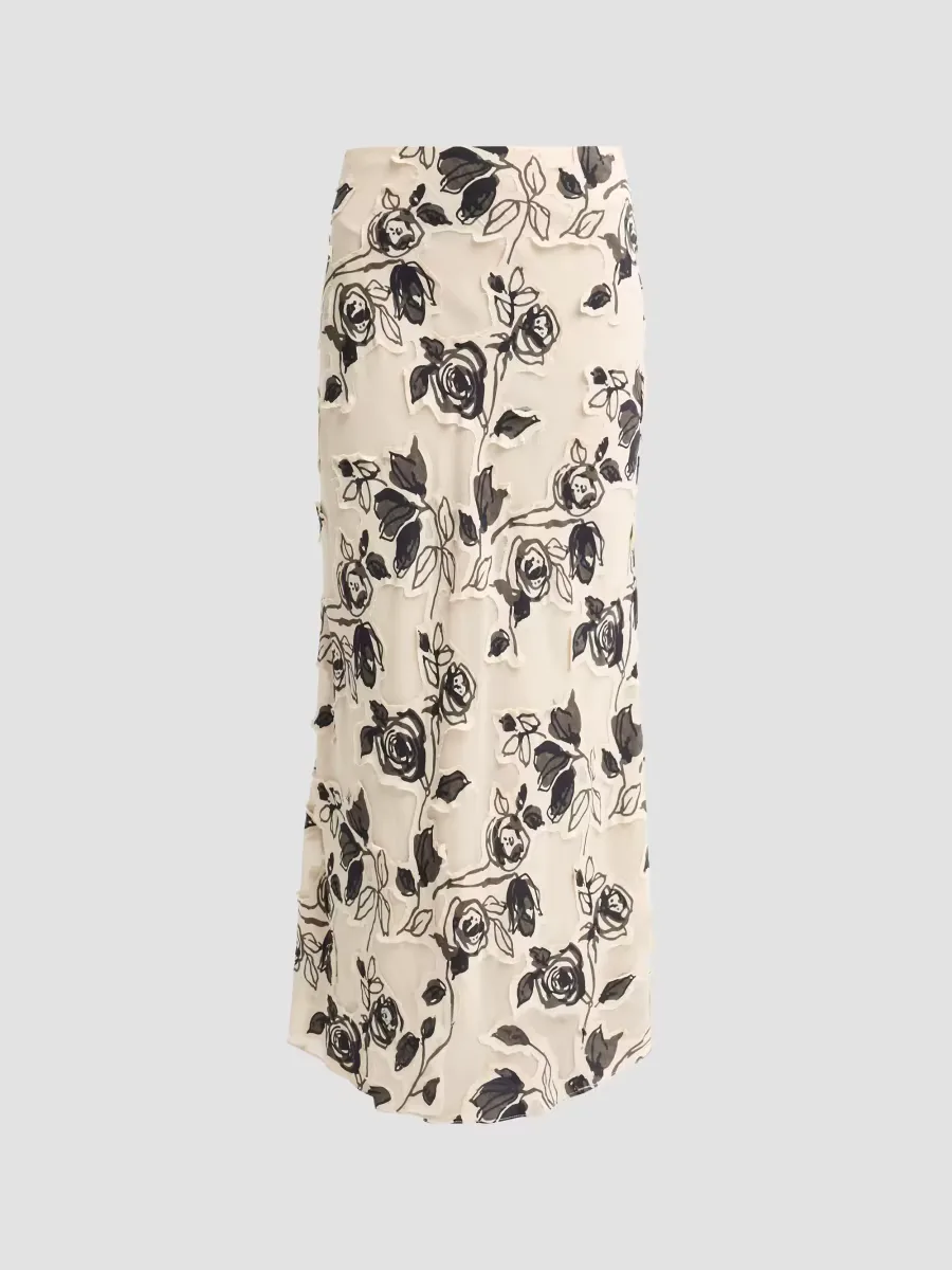 Sophie Floral Burnout Chiffon Maxi Skirt