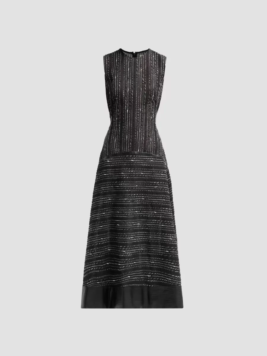 Striped Organza A-Line Midi Dress by Lela Rose