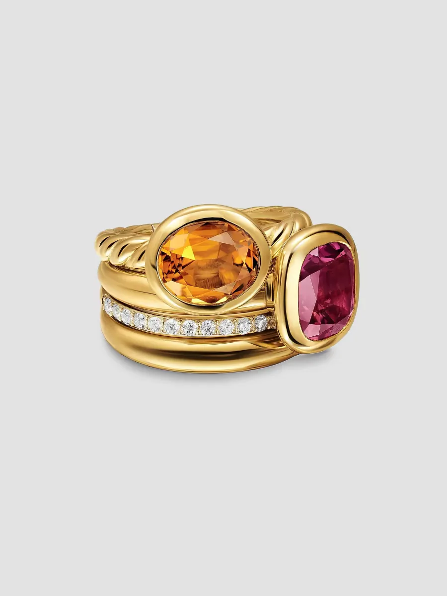 DY Mercer Two Stone Cocktail Ring in 18K Yellow Gold by David Yurman