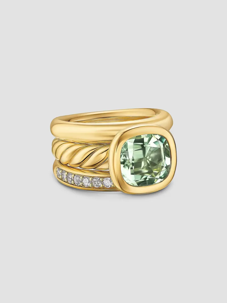 DY Mercer Three Row Stone Ring in 18K Yellow Gold