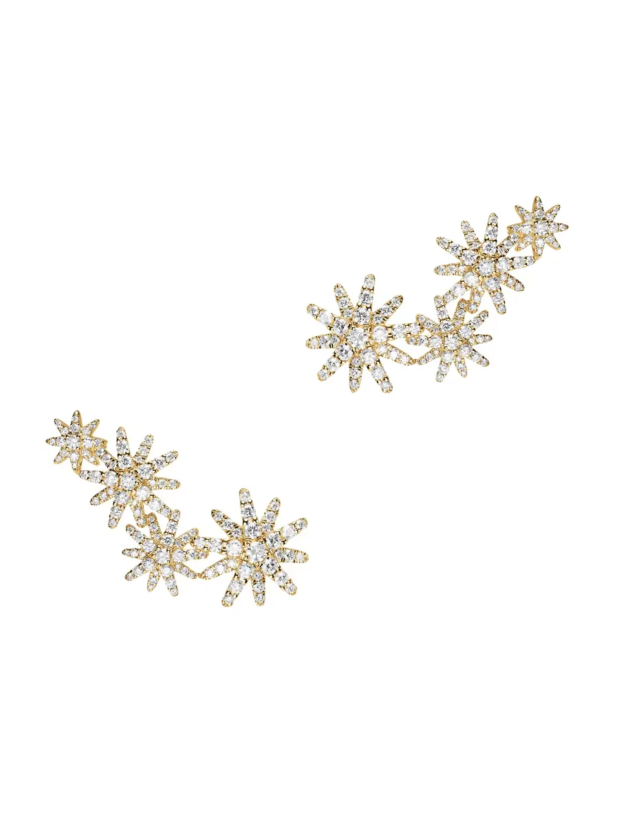 Starburst Full Pav Climber Earrings in 18K Yellow Gold with Diamonds, 26.9MM by David Yurman