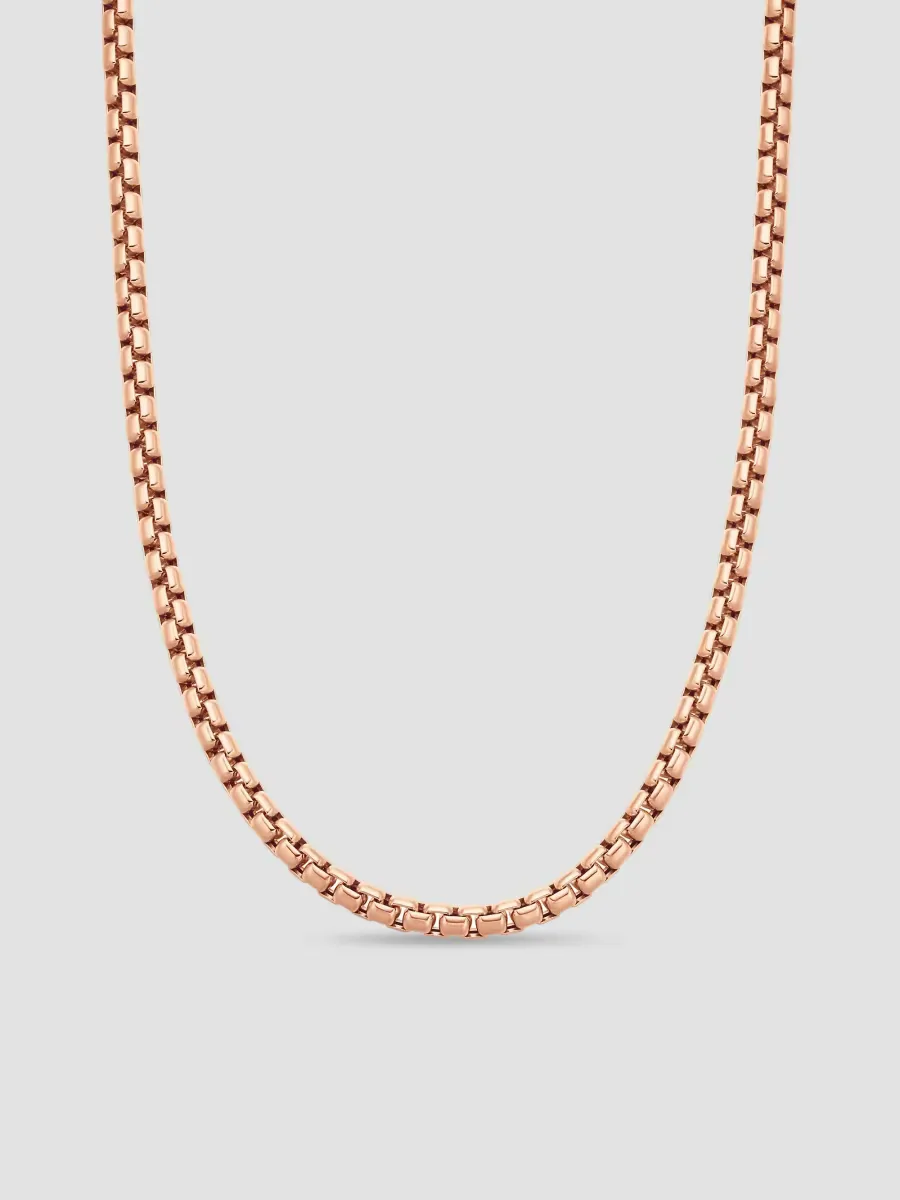 Box Chain Necklace in 18K Rose Gold, 5mm