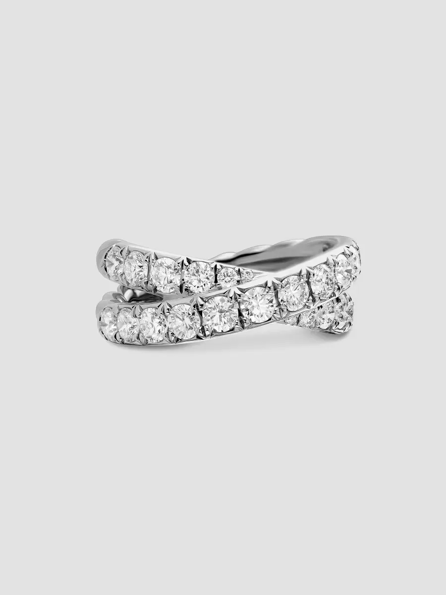 DY Crossover Band Ring in Platinum